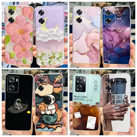 For OPPO A57S A57 4G 2022 Case Fashion Flower Marble Printed Soft Silicone Back Cover For OPPO A77S 