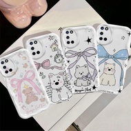 Casing For OPPO A52 A72 A92 Cartoon Cream Cover Bow Dog Couple Soft TPU 3D Waves Silicone Phone Case