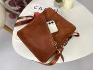 皮革男士棕色郵差包/皮革斜背包/訂製單肩包