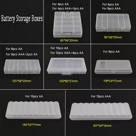 4/6/8/10 Slots AA AAA Plastic Battery Holder Case Organizer Container Batteries Storage Box Holder H