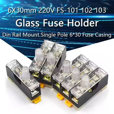 6X30mm 220V Glass Fuse Holder FS-101 FS102 FS103 Din Rail Mount Single Pole 6*30 Fuse Casing