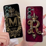 For OPPO A5 CPH2727 Fashion Crown Initial Letter Couple Phone Case Oppo A5 5G CPH2735 Soft Silicone 