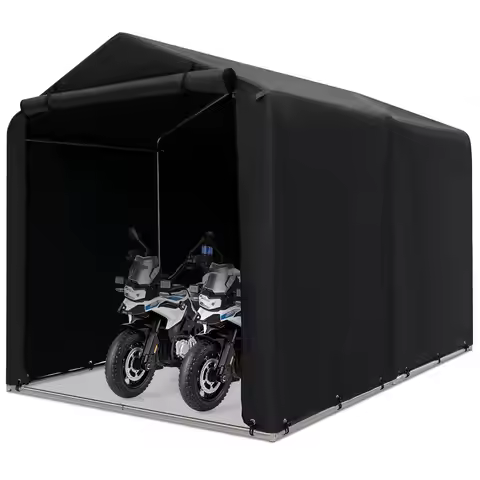 Portable Storage Shed 7x5.2x5.4Ft Heavy Duty Motorcycle Bike Shelter Waterproof Metal Frame Roll Up 