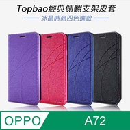 Topbao OPPO A72 冰晶蠶絲質感隱磁插卡保護皮套 藍色