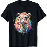 Men's cotton T-shirt Camel Men Woman Colorful Watercolor Camel T-Shirt Fast Shipping 4XL , 5XL , 6XL