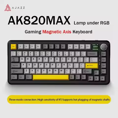 Ajazz AK820 MAX Mechanical Keyboard 75% 2.4GHz BT Connect PC Keyboard Wireless/Type-C Wired With TFT