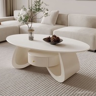 Living Room Oval Style Simple Rock Cream-Free Small Apartment Tea Table Other Board Coffee Table Hou