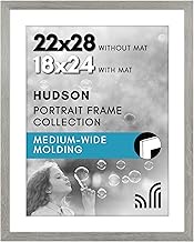 Americanflat 22x28 Poster Frame with Polished Plexiglass - Use as 18x24 Frame with Mat or Display 22