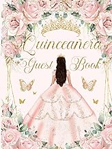 Quinceanera Guest Book Hardcover Blush Pink Floral Princess Dress: Mis Quince Años ( Sweet 15 Birthd