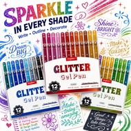 Glitter Gel Pen Set 12 Colors 0.8mm Fine Tip Drawing Pens