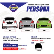 Sticker Belakang Kereta Proton Persona, 1 Pcs, Boleh Tukar Warna Dan No. Plate