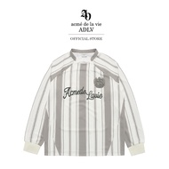ADLV [acme de la vie] เสื้อยืด Oversize รุ่น Stripe Football Jersey Long Sleeve T-Shirt Gray (50012S
