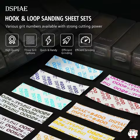 DSPIAE SP-S01 SP-S02 Pre-cut Self Adhesive Sandpaper Set Model Making Tools for Military Model Hobby