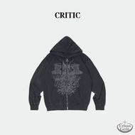 CRITIC Grid Wormhole Pigment Hoodie Zip-Up (Charcoal)
