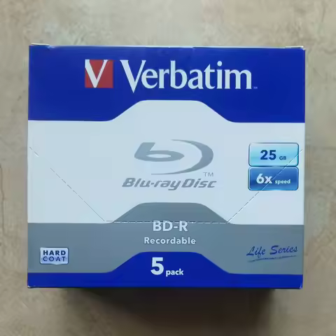 Verbatim BD-R 25GB 6X Recordable Blu-Ray Disc BDR Blank Bluray Disks Not Printable 5Pieces
