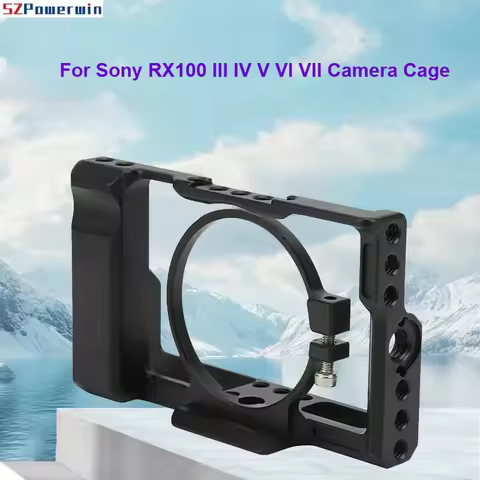 SZPowerwin For Sony RX100 III IV V VI VII Camera Cage Vlogging Rig with Cold Shoe & Handle