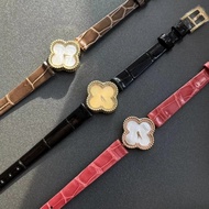 Bag 18K Real Gold Series Women's Watch ** Vankyabao Four-Leaf Clover Crocodile Leather Wrist Watch W