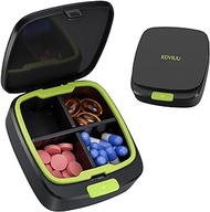 KOVIUU Small Pill Box Travel Pill Organizer Portable Pill Container for Purse Pocket, Cute Pill Case Travel Compact Medicine Holder for Vitamins, Fish Oils, Supplements, Medication, Green