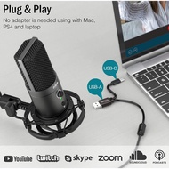 Fifine T683 USB Microphone Bundle with Mute Button, Volume Dial &amp; Monitoring Jack for PC/LAPTOP