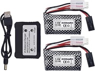 2PCS 7.4V 800mAh 5500-2P Plug Lithium Battery with 2-in-1 Charger for 9130 9135 9136 9137 9138 9145 