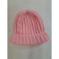 Crochet kids beanie in pink girl hat