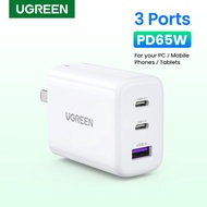 UGREEN 65W PD Fast Charger Quick Charge 2C1A 2 Type C 1 USB A Charger with QC Portable for MacBook P