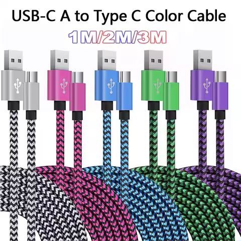USB A to Type C Nylon Braided Cables 2.4A Fast 1M 2M 3M Date Sync Charging Wire Charger Cable For Xi