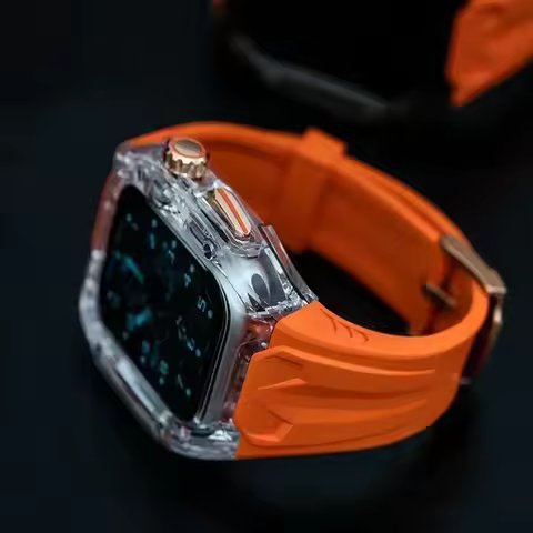 Transparent Modification Kit for Apple Watch Ultra 9 8 7 49mm 44mm 45mm Strap+Case for IWatch Series
