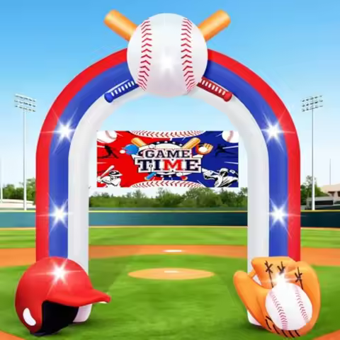 9Ft Giant Inflatable Arch Baseball Party Decorations with Banner, Inflatable Archway Baseball Themed