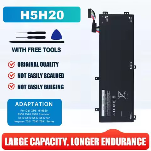 11.4V 56WH H5H20 Laptop Battery For DELL XPS 15 9570 9560 7590 For DELL Precision 5520 5530 Series N