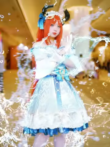 ANIMECC in Stock XS-3XL Nilou Genshin Impact Cosplay Maid Dress Wig Anime Game Halloween Party Outfi
