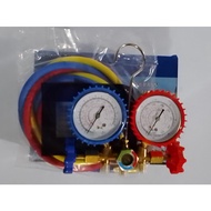 Manifold Gauge | Brass Manifold Gauge Set with Hose and Adaptor/Connector/Coupler for Car Aircon