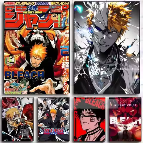 Anime B-Bleach Poster Canvas Art Waterproof Sticker Coffee House Dorm Room Wall Decor