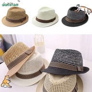 DUILIAN Sun Cap, Short Brim Trilby Straw Fedora Hat,  Straw Breathable Sun Hat Man