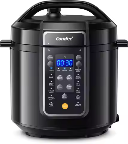 9-in-1 Electric Pressure Cooker, 14 Presets Multi Slow Cooker with Non-Stick Pot, 6 Quarts Black