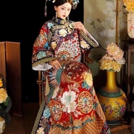 Qing Dynasty Style Dress - Historical Theme Outfit with Forbidden City Design - Printed Fabric