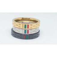 Gc LV GOLD SILVER BLACK STAINLESS TITANIUM RING