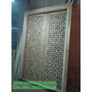 Model Pintu Rumah Anyaman Bambu Minimalis Jati Tpk - Pintu Kupu Tarung