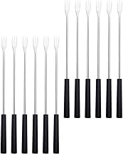 PRETYZOOM 12pcs Stainless Steel Fondue Forks Cheese Fondue Sticks Marshmallow Roasting Sticks Smore Sticks with Heat-Blocking Handle for Chocolate Fountain Dessert Fruits Barbecue