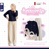 One Set Casual Style (Bella Square + Cardigan + Pants) Teen Outfit Wanita - FS98