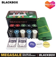 200 Poker Chips Set 200 pcs Blackjack Texas Holdem Poker Chip with 2 Deck of Card / Dealer button /