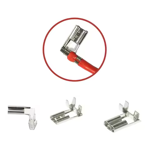 100PCS 2.8/4.8/6.3mm Flag Spring Flag Type Cold Pressing Terminal Right Angle L-bend Female Connecto