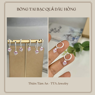 Bông tai Bạc ta quả dâu tây đính đá hồng xinh xắn dành cho bé gái - Hoa tai Bạc thật khóa gài TTA Je