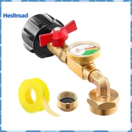[Meanwha] 1lb to 20lb Propane Tank Refill Adapter with Gauge Valve Brass 90° Elbow Converter for Bbq