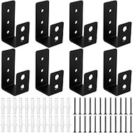 8 Pack Door Barricade Brackets, Open Bar Holder U Bracket with Screws and Anchors, Heavy Duty Securi