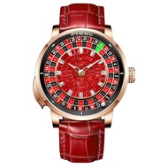 PINDU 6628 Men's Casino Roulette Rotating Dial Automatic Mechanical Watch Full Zircon Iced Out Water