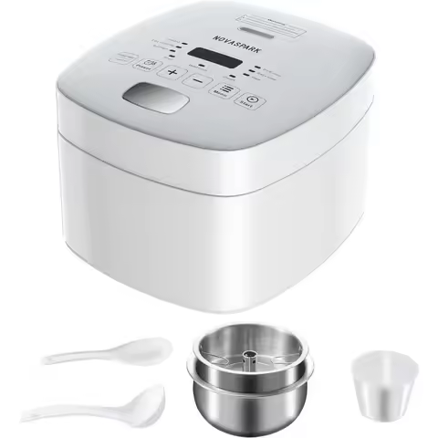 Low Carb Rice Cooker Stainless Steel Inner Pot, Low Sugar Rice Cooker Small 5 Cup, LED Display Rice 
