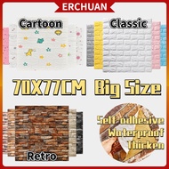 70x77cm 3D Brick Foam Wallpaper Sticker DIY Kitchen Retro Self Adhesive Wallpaper murah Cartoon Wate