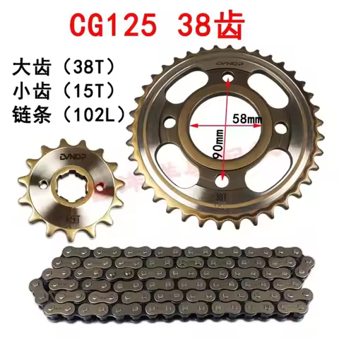 Motorcycle Spare Part Chain Set with Gear Sprocket 38T 15T 100L 102L for Honda Yamaha CG125 CB125 CD
