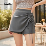 Lovito Casual Skirt Wanita L133AD474 - Tali Serut, Seluar Pendek, Musim Panas/Spring
